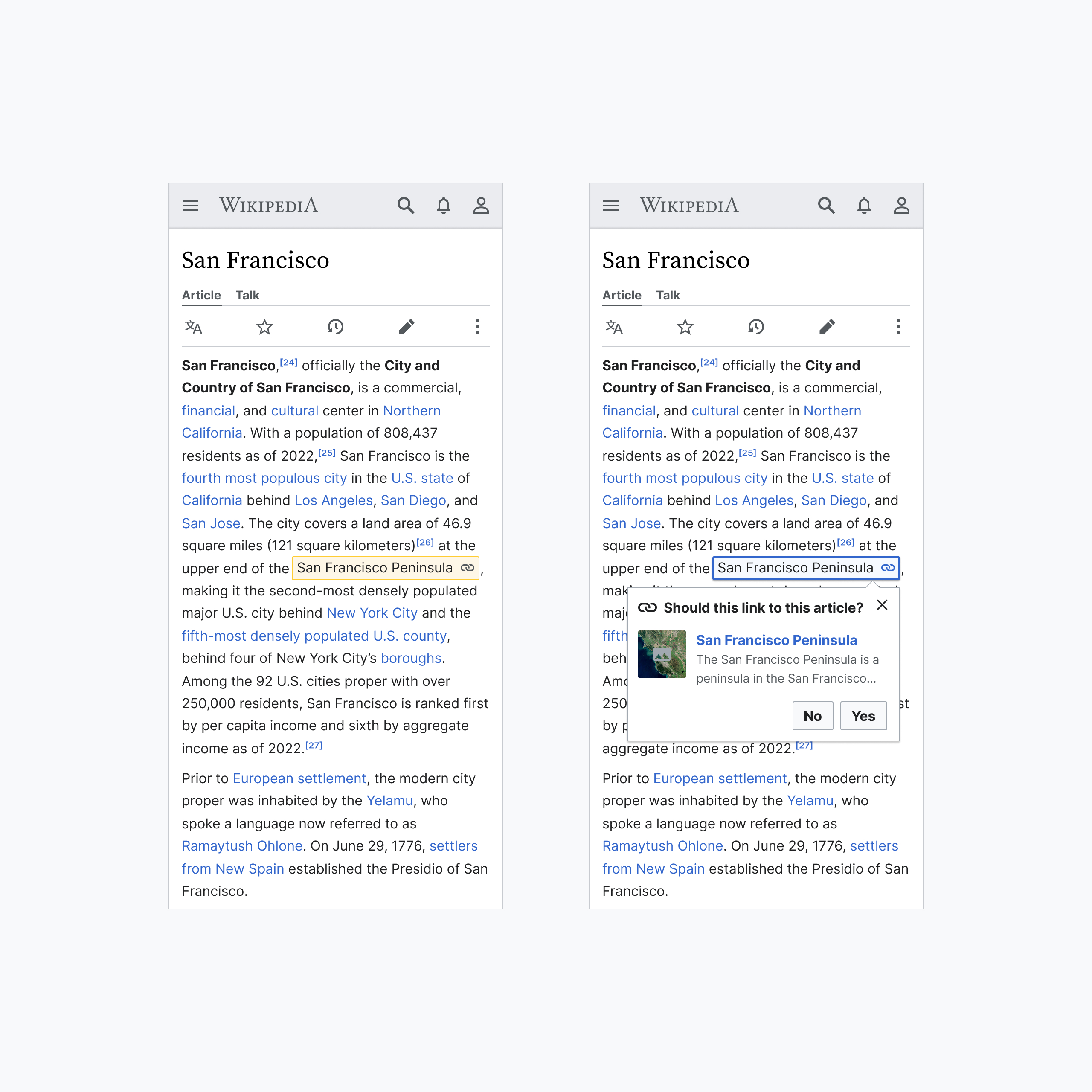 Add a Link structured task prompt surfaced in read mode
